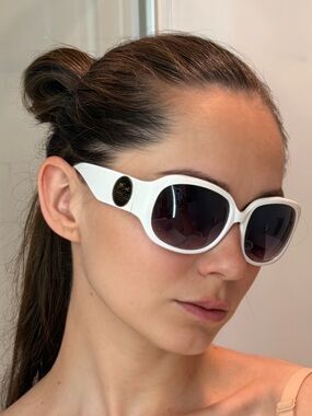 Y2K COACH Noreen White Sunglasses WOMENS